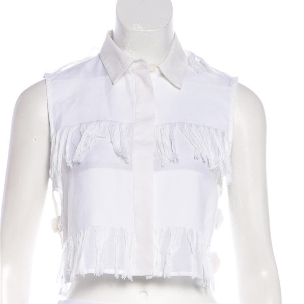 SEA collared fringe crop top